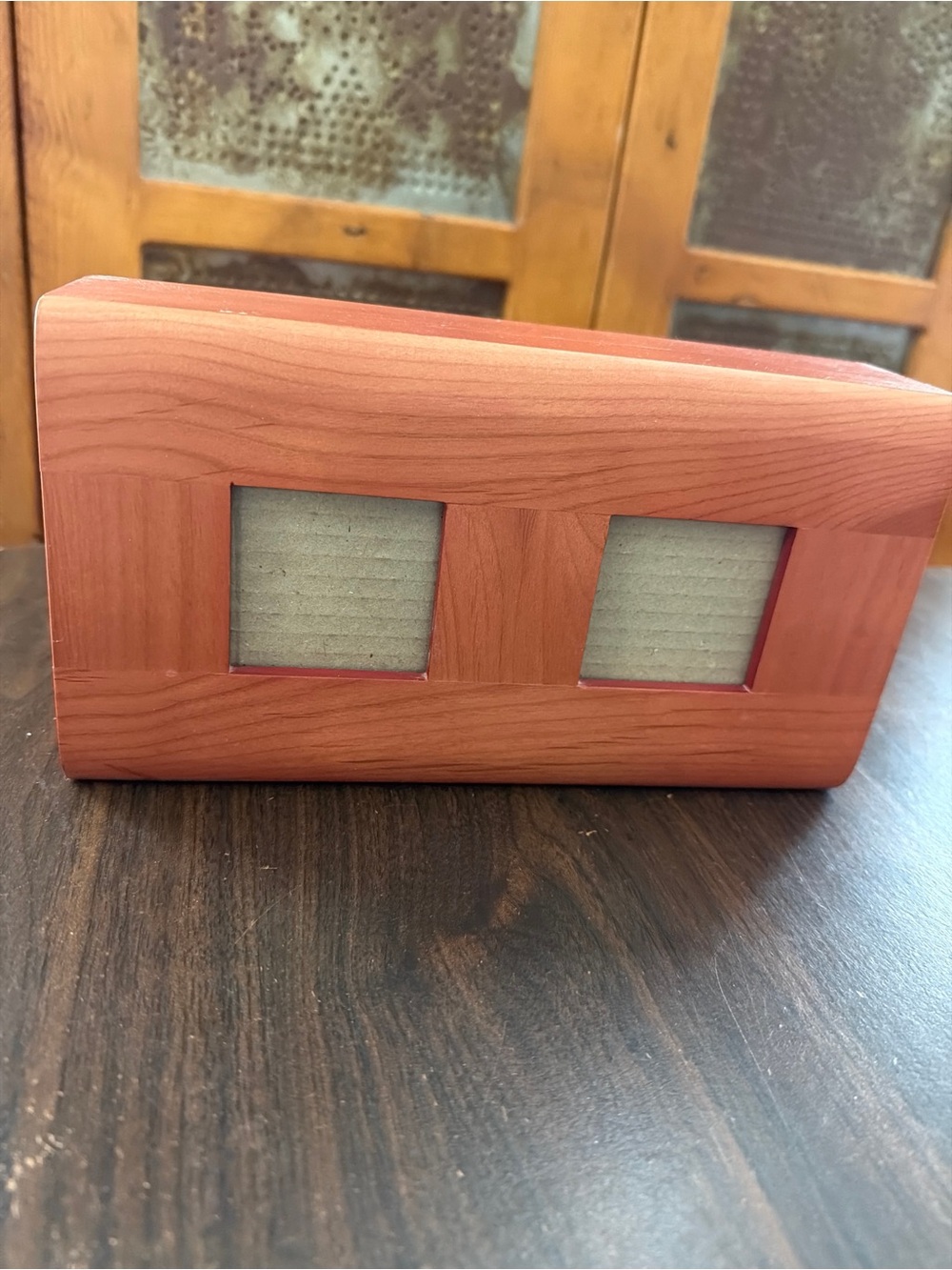 Vintage Wooden Sliding Photo Box Wooden Keepsake Trinket Storage Organizer